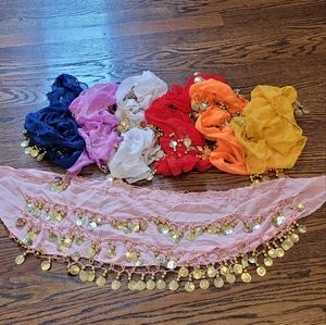 Belly Dancer Hip Scarf / Sarong with Gold Coin Charms, Set of 7 or Individual